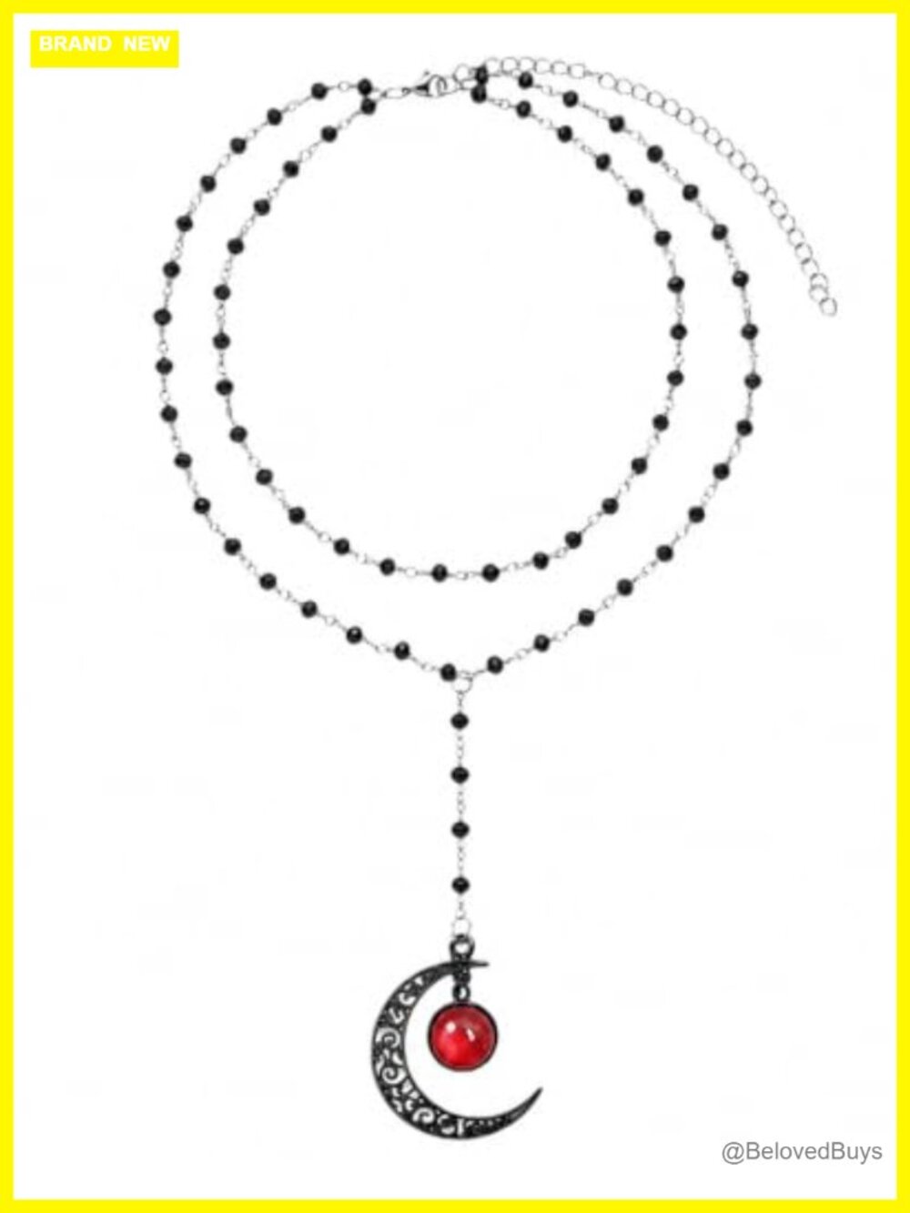 Gothic Layered Bead Choker Necklace Stainless Steel Y Necklace Amethyst Pendant